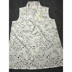 Tres Jolie Blouse Womens Small Confetti Print‎ Sleeveless Tie Neck Top